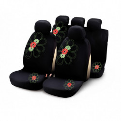 Completo fodere auto MY SPRING FLOWER 9 pcs - verde rosso
